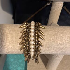 Stella & Dot Gold and Pearl Spike Bracelet